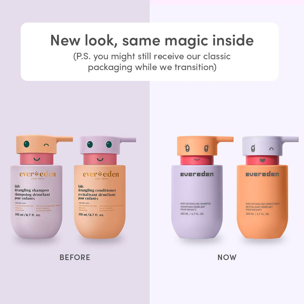 Kids Detangling Shampoo & Conditioner Set, Ages 3+ | Dermatologist-Tested, Gentle, No Silicones | With Plant Protein