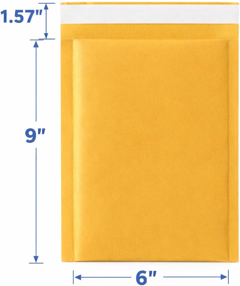 #0 Kraft Bubble Mailers 6x9 Inch 25 Pack, Self Seal Padded Envelopes for Jewelry, Accessories, Cosmetics, Photos