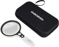 Large Magnifying Glass with 37 LED Light and Case, 10X 20X 45X Handheld Illuminated Lighted Magnifier with 3 Light