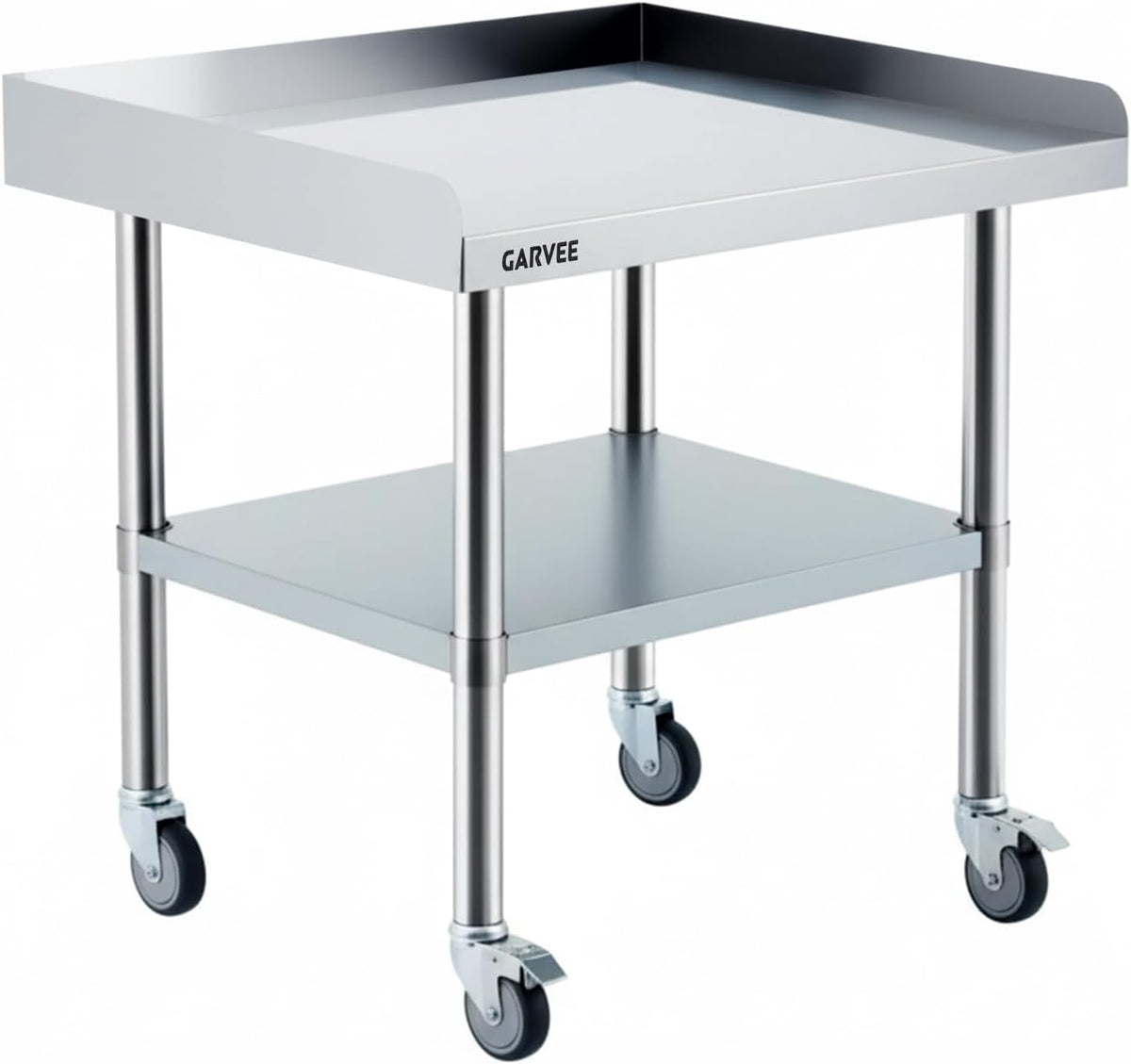 24x36 Inch Stainless Steel Work Table with Wheels, Commercial Prep Table with 3-Sided Backsplash & Height Adjustable