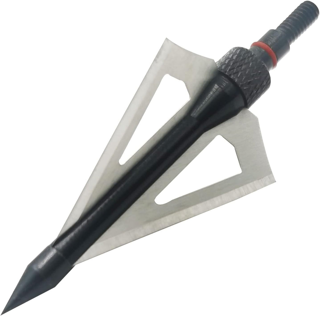 Hunting Broadheads 12PK 100 Grains Screw-in Arrow Archery 3 Blades Hunting Heads Arrow Tips Compatible with Crossbow