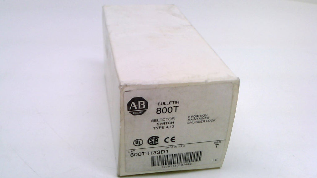 Allen Bradley 800T-H33D1 Cylinder Lock Selector Switch 2Position