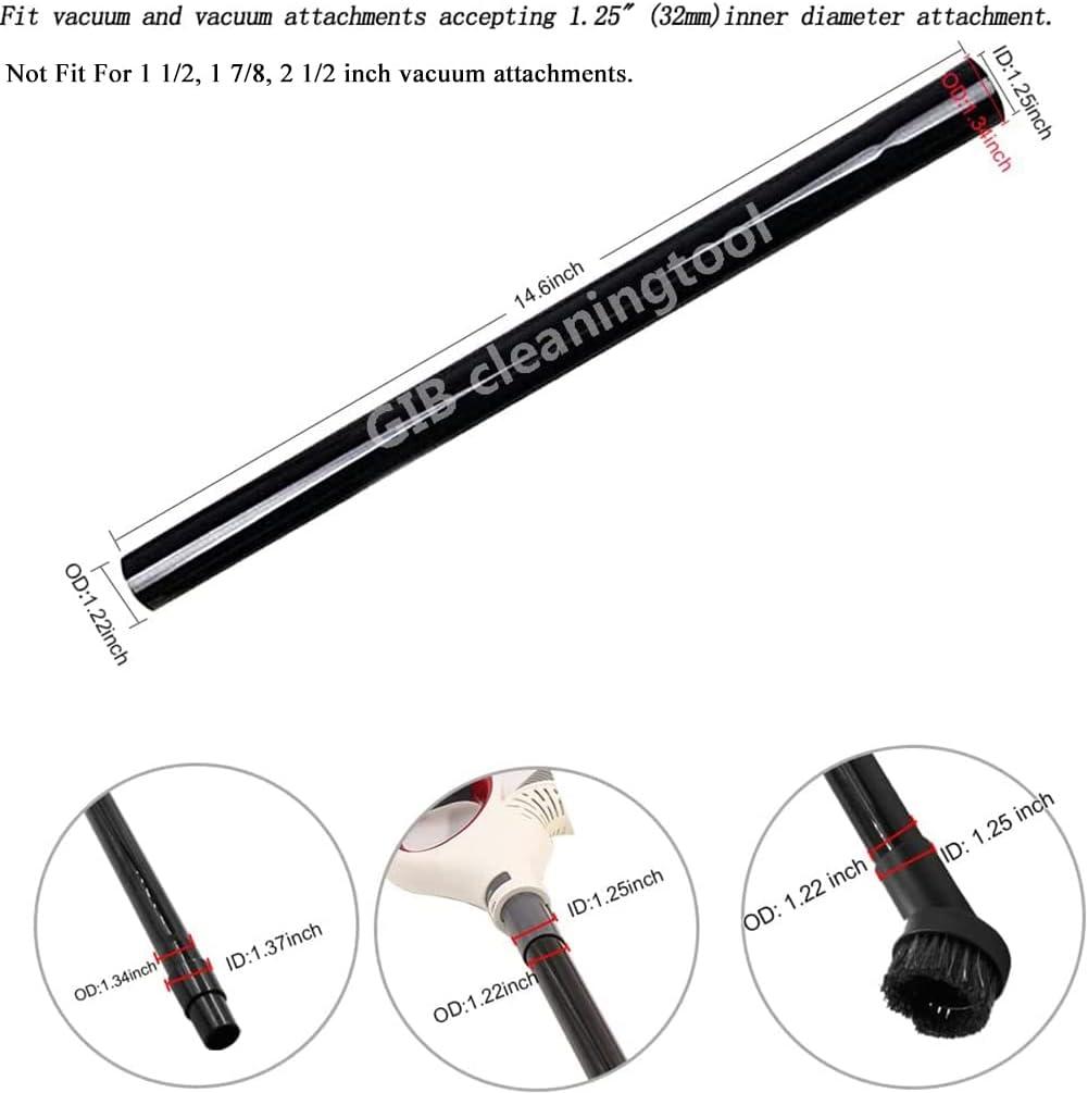 GIB 9 Pcs Vacuum Attachments for Shop Vac Accessories w/ 1 1/4" Vacuum Wand | 32 mm Vacuum Extension Wand & Vacuum