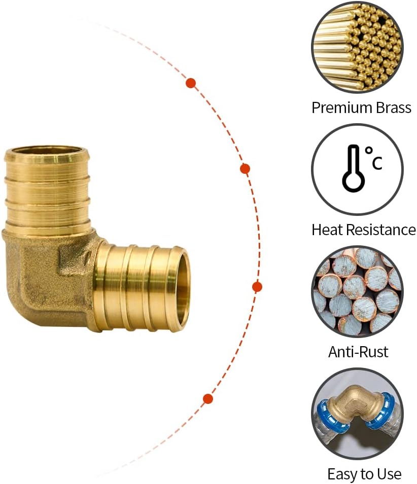 10 Pack 3/4" PEX Fittings, PEX Elbow Fittings