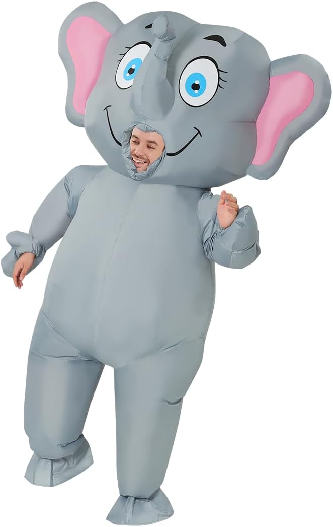 Inflatable Elephant Costume for Adult Halloween Costume Funny Blow up Elephant Costume for Men Women Party Cosplay
