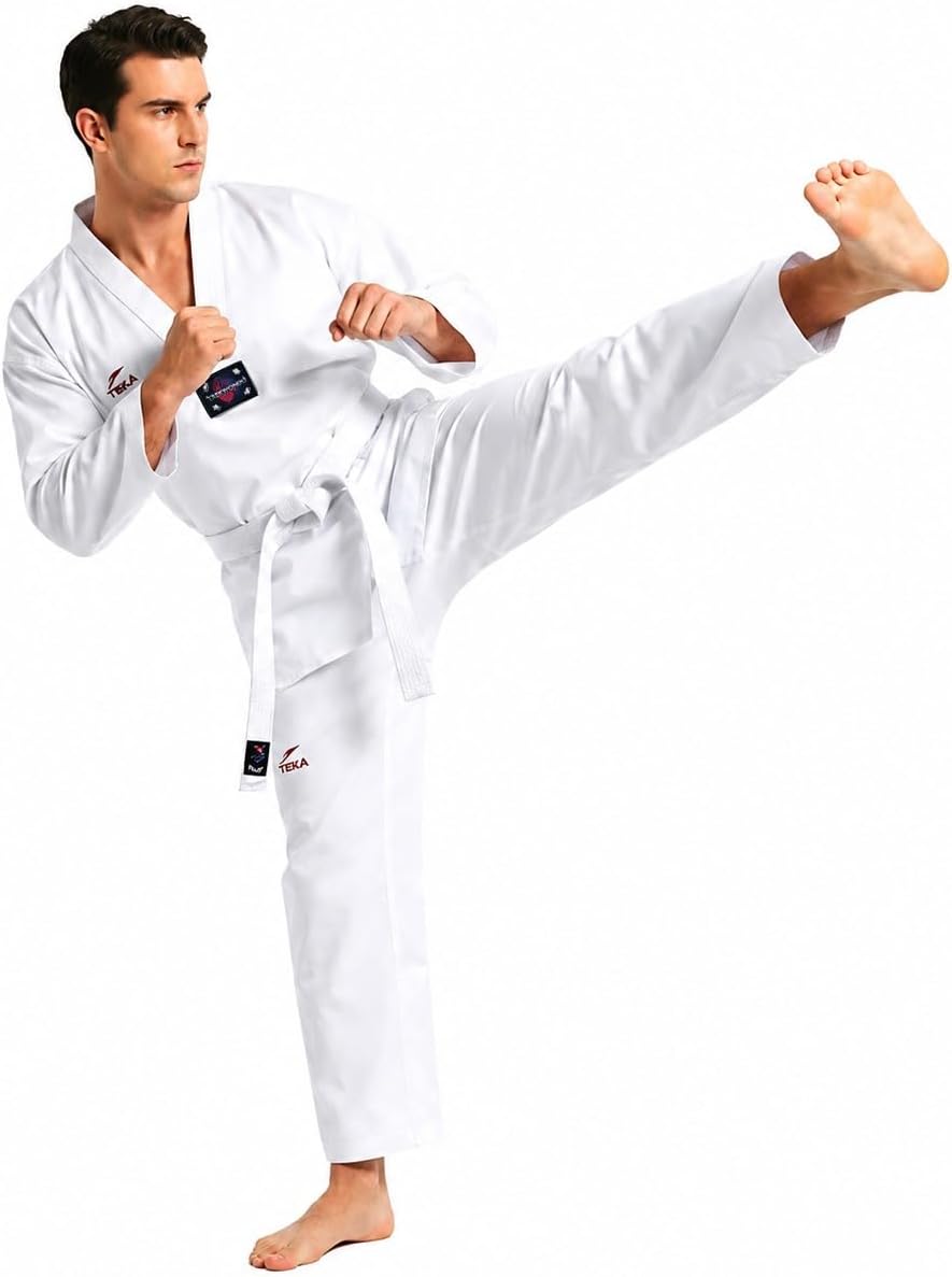 TKD Taekwondo Dobok Gi Kimono with Belt 8 oz Dojo Uniform Sizes 00-6
