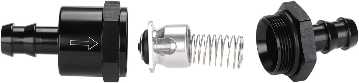 1/2" Non Return One Way Inline Check Valve Fitting Aluminum Black