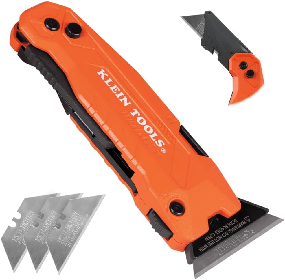 44306 FLICKBLADE 2-in-1 Folding Utility Knife and Scraper with Built-In Blade Storage, Dual Locking Positions