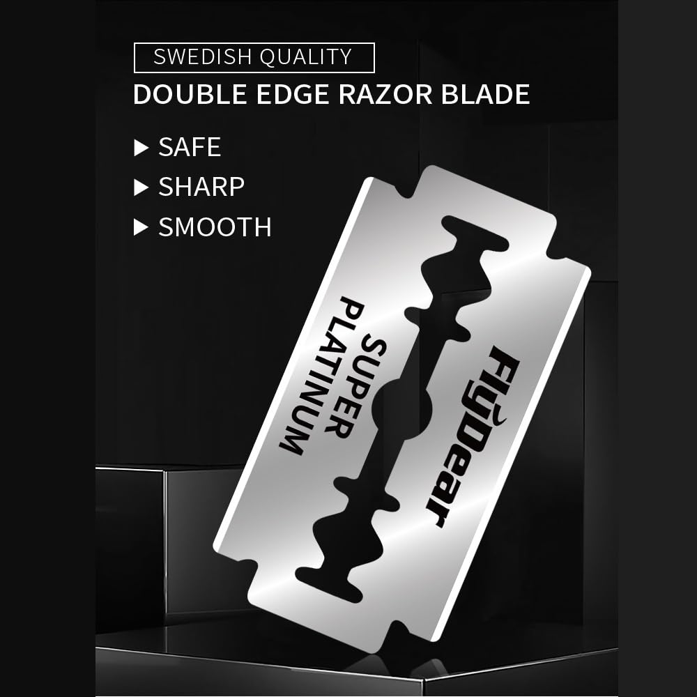 100 Count Double Edge Razor Blades - Men's Safety Razor Blades for Shaving - Platinum Stainless Steel Double Razor