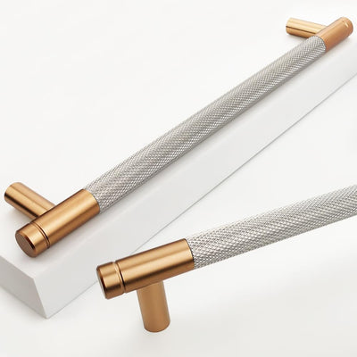 2 Pack 7 1/2 Inch 192 mm Bronze and Nickel Cabinet Handles Cabinet Pulls Aluminum Handles Knurled Drawer Pulls