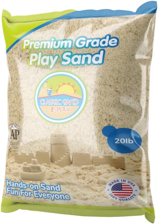 Classic Sand and Play Sand for Sandbox, Table, Therapy, and Outdoor Use, 20 lb. Bag, Natural, Non-Toxic, Wet Castle