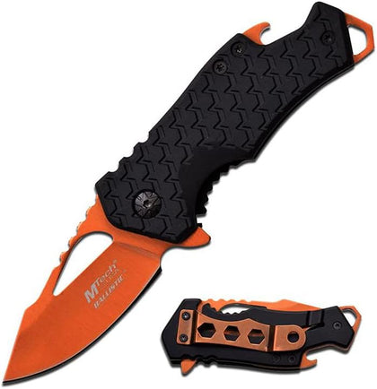 – Pocket Folding Knife – Fine Edge Steel Blade, Aluminum/Nylon Fiber Handle, Bottle Opener and Pocket Clip, Tactical
