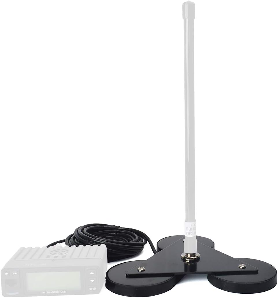 Heavy-Duty SO239 Magnetic Antenna Mount Base with Triple Magnets | W/5M(16.4 ft)RG-58 Cable PL-259 Plug