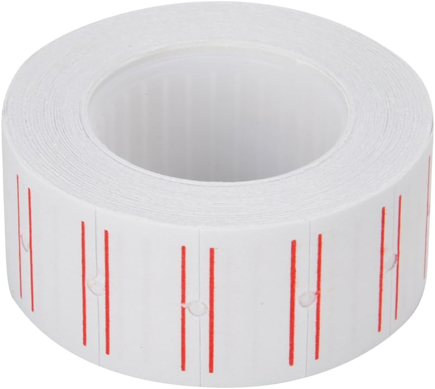 10 Rolls 6000 White Price Gun Labels for Mx-5500 - with Double Red Line Visibility, Refill Ink Roll & Disposable
