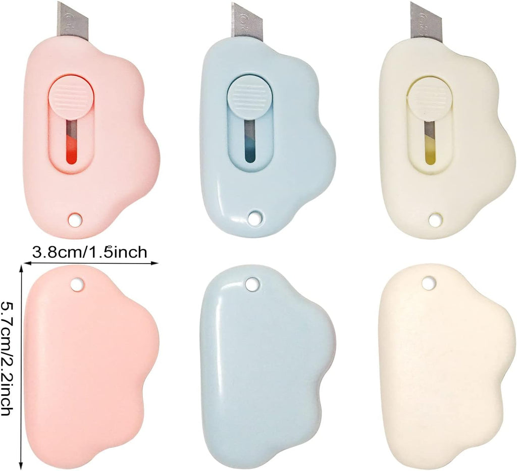 6PCS Creative Cute Cloud Mini Utility Knives Portable Art Knife Retractable Envelope Knife Letter Opener Carton