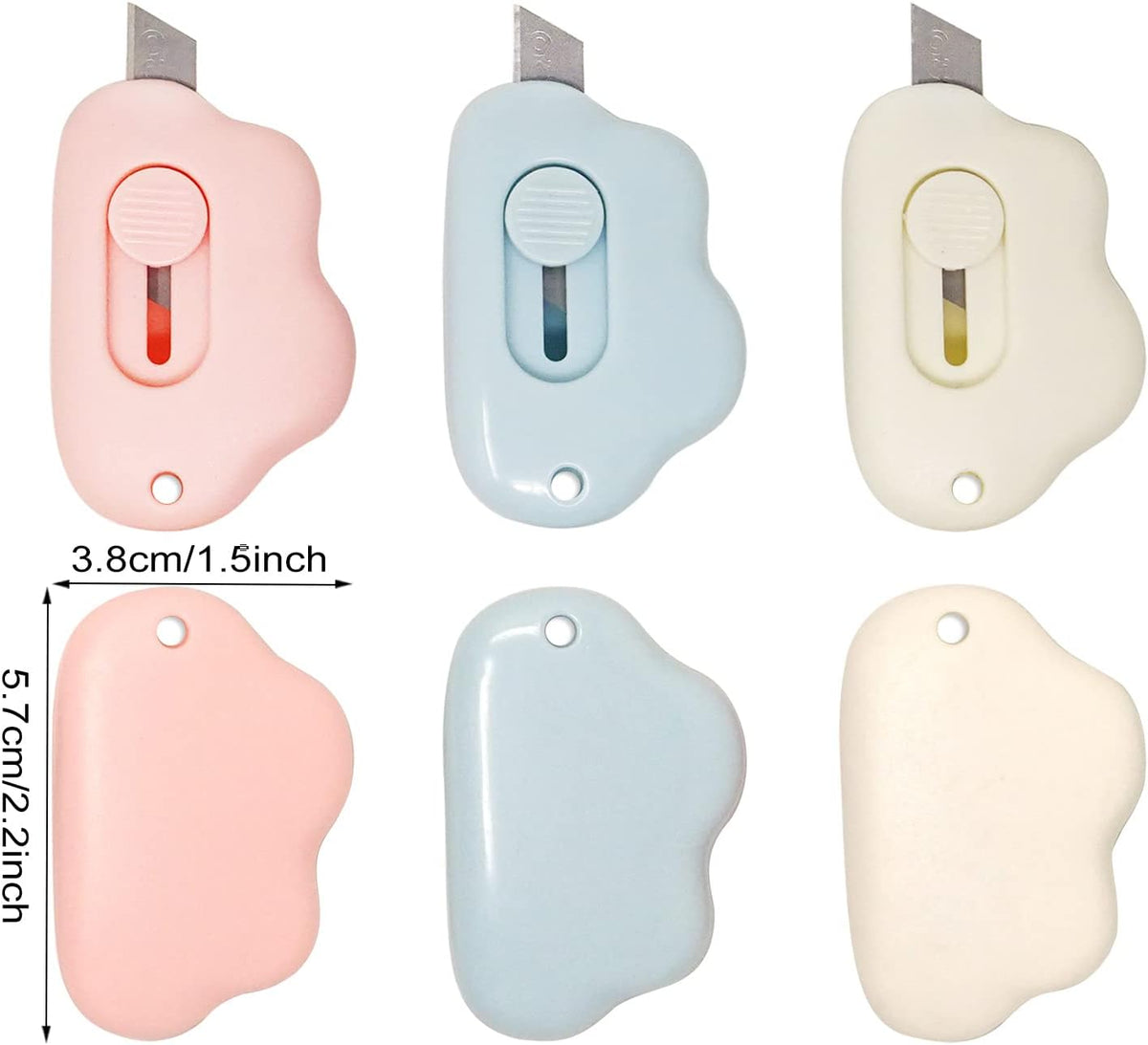 6PCS Creative Cute Cloud Mini Utility Knives Portable Art Knife Retractable Envelope Knife Letter Opener Carton