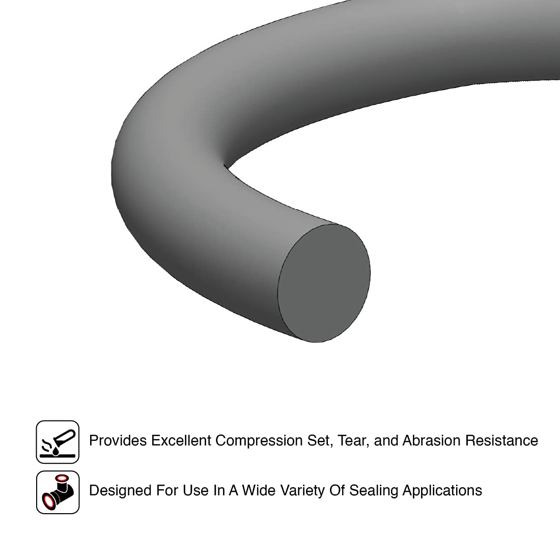 246 Neoprene O-Ring, 70A Durometer, Black (Pack of 1)