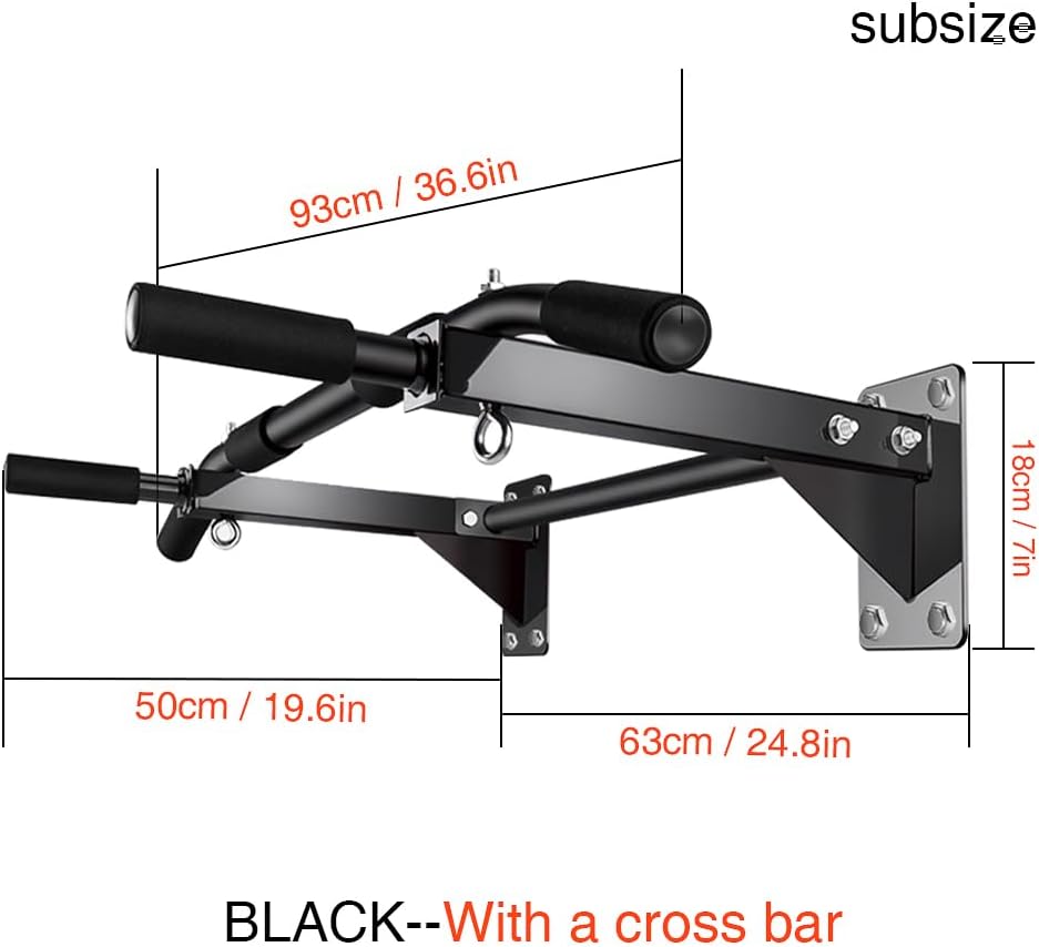 Wall Mounted Pull Up Bar – Drill Installation, Home Gym Equipment for Indoor Fitness, Chin-Up Bar for Strength