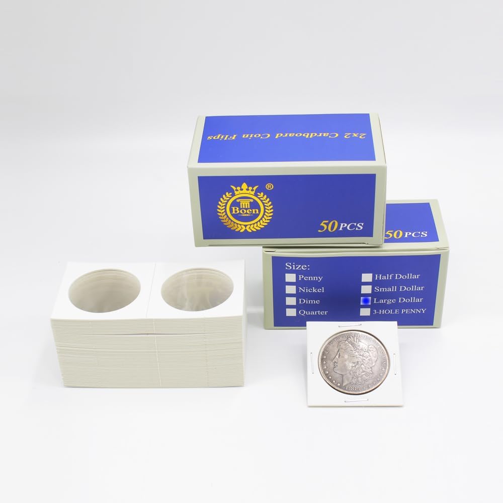 100 Pcs Coin Flips for Large Dollar Premium 2x2 Coin Holders | Coin flips specially designed for collecting U.S.