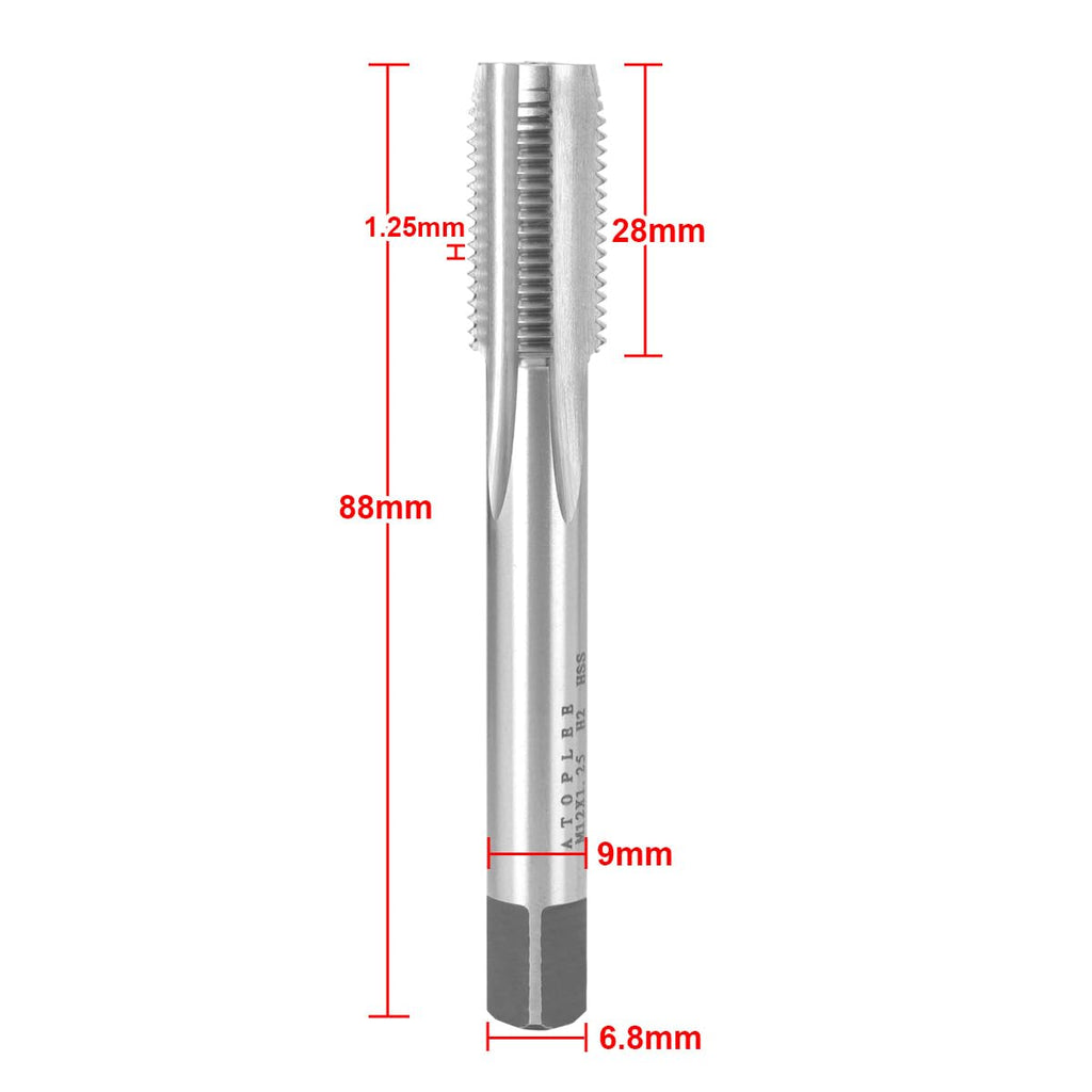 ATOPLEE M12x1.25mm Metric Tap, M2 HSS 6542 Right-Hand Thread Tap