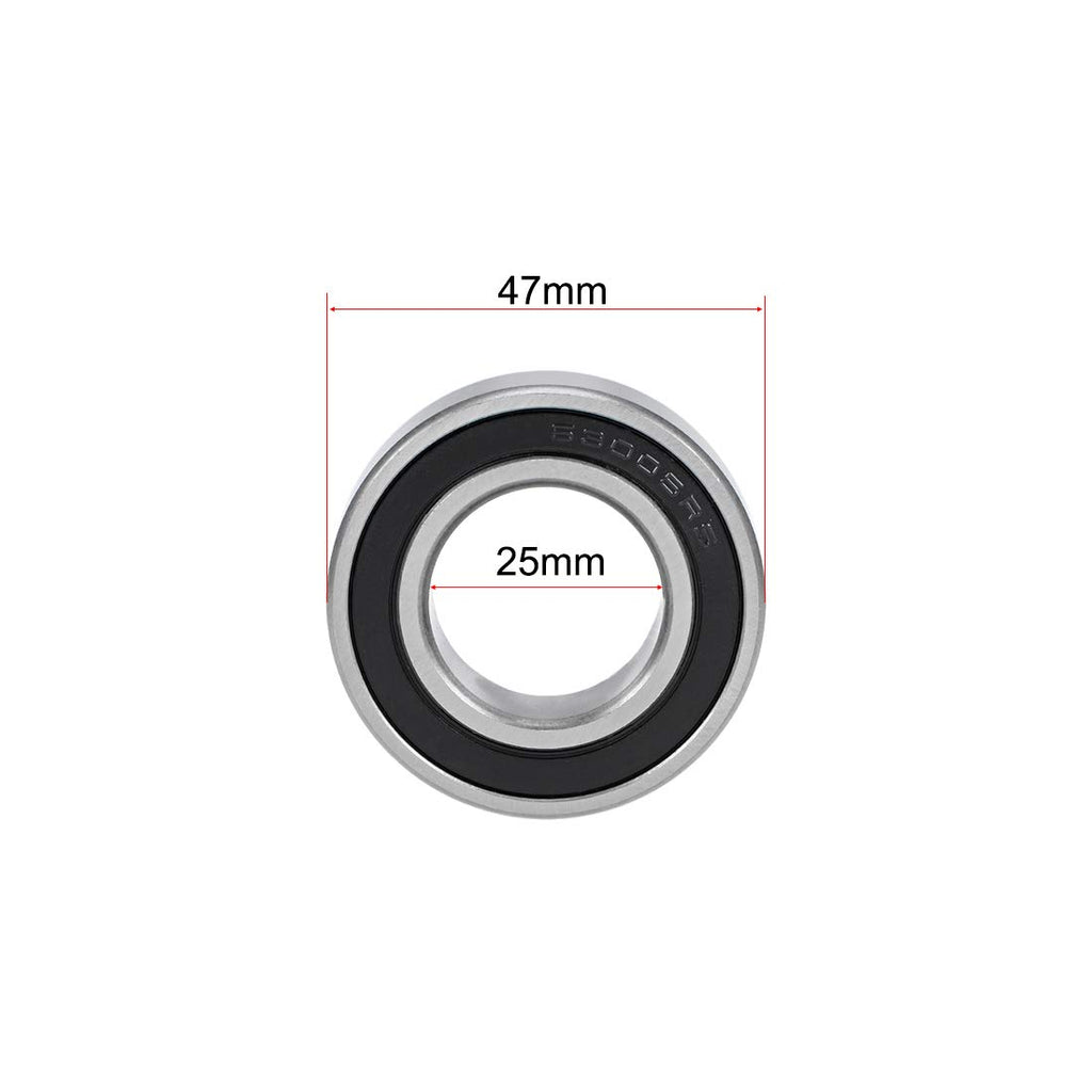 uxcell 63005-2RS Deep Groove Ball Bearings 25mm x 47mm x 16mm Double Sealed Chrome Steel Z2 ABEC1