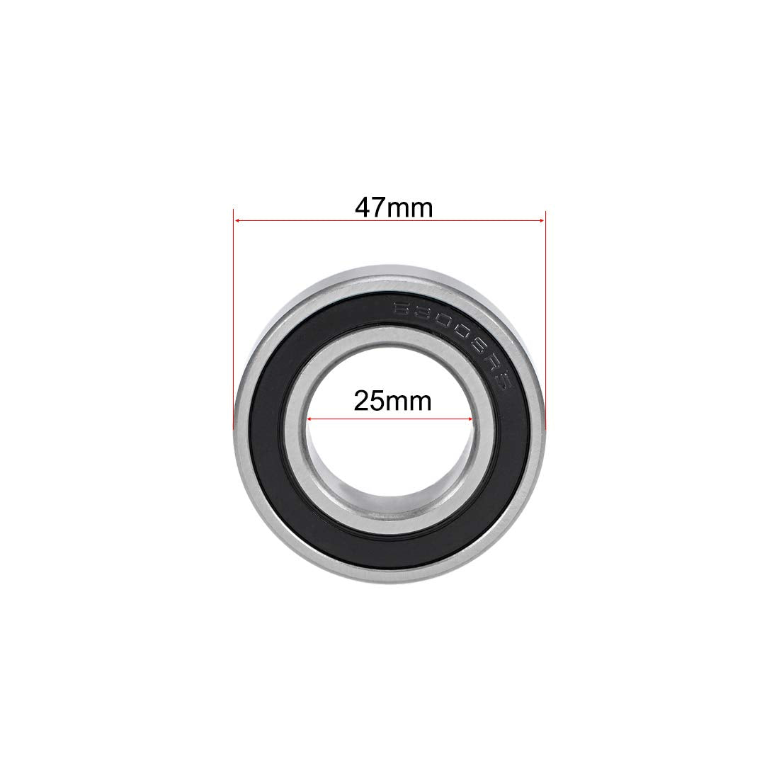 uxcell 63005-2RS Deep Groove Ball Bearings 25mm x 47mm x 16mm Double Sealed Chrome Steel Z2 ABEC1