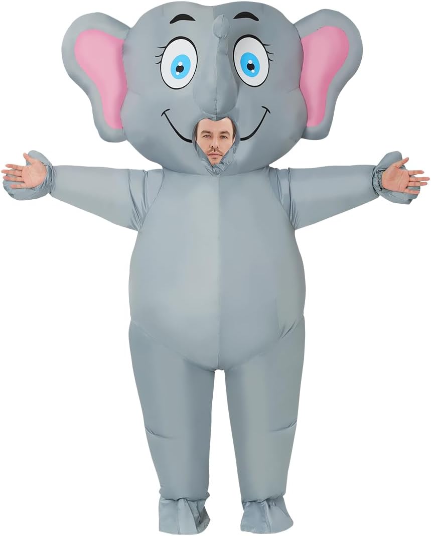 Inflatable Elephant Costume for Adult Halloween Costume Funny Blow up Elephant Costume for Men Women Party Cosplay