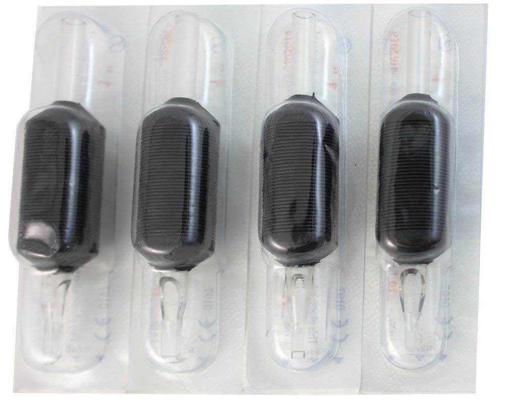 VORTEX 1.25-inch Soft Silicone Black Disposable Tattoo Tube Grips with Clear Long Tips 15pcs (7R)