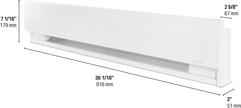 Prima Low-Profile Baseboard Heater - 500W 240V - ASPRL0502W | Compact and quiet build 25% shorter than standard