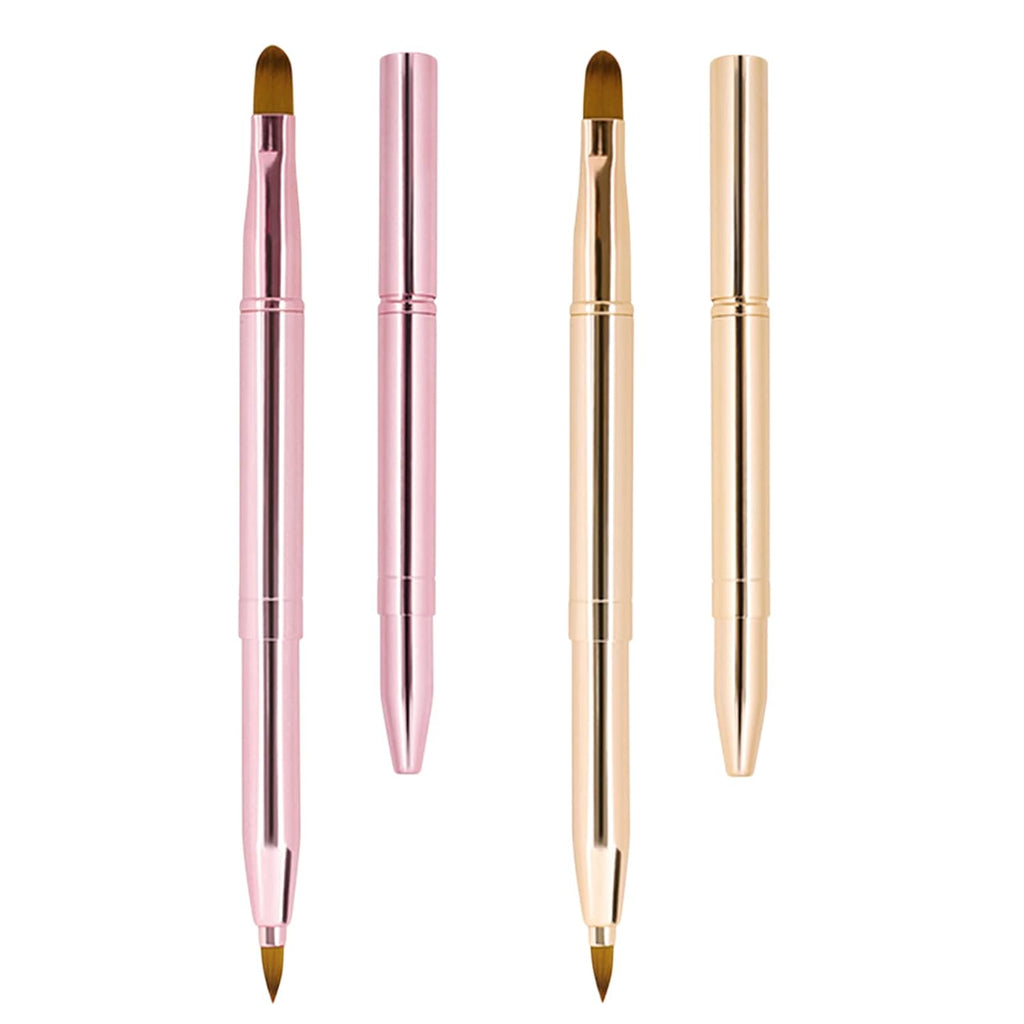 2 Pack Lip Brush for Lipstick, Retractable Lip Brushes, Dual-ended Makeup Brush for Lipstick Lip Gloss, Include Lid