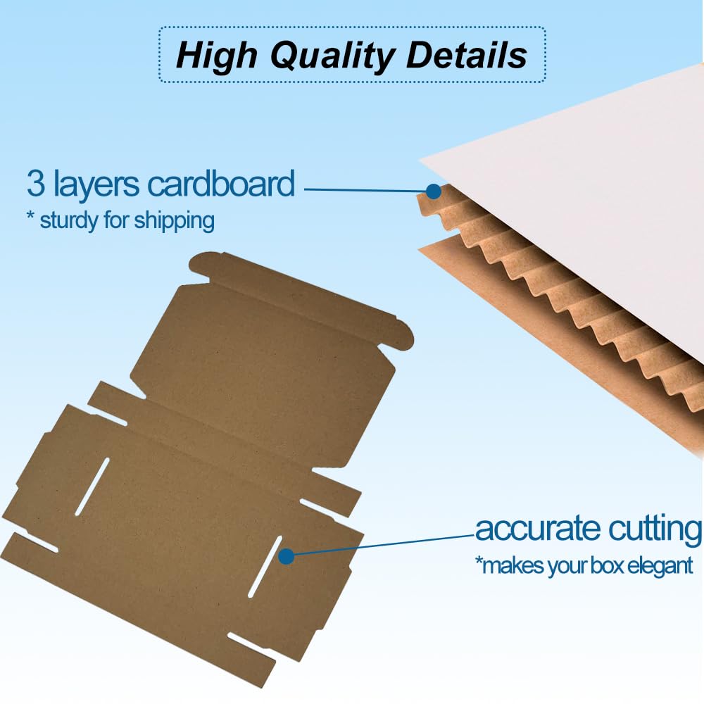 50 Pack 6x4x1'' Small Shipping Boxes, Cardboard Corrugated Mailers, White (M641-E-W)