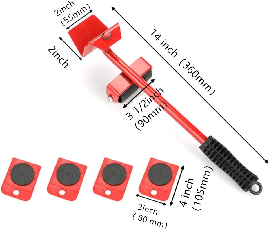 Mr Hercules Furniture Lift Mover Tool Set,Furniture Lifter Tool with Lifting Lever & 4 Wheels,Heavy Furniture Moving
