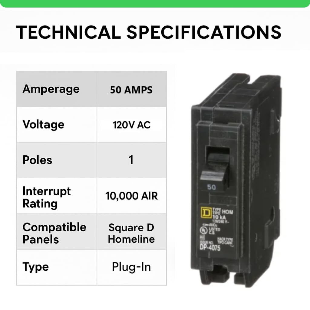 Genuine Square D HOM150 50 Amp Single Pole Circuit Breaker Kit