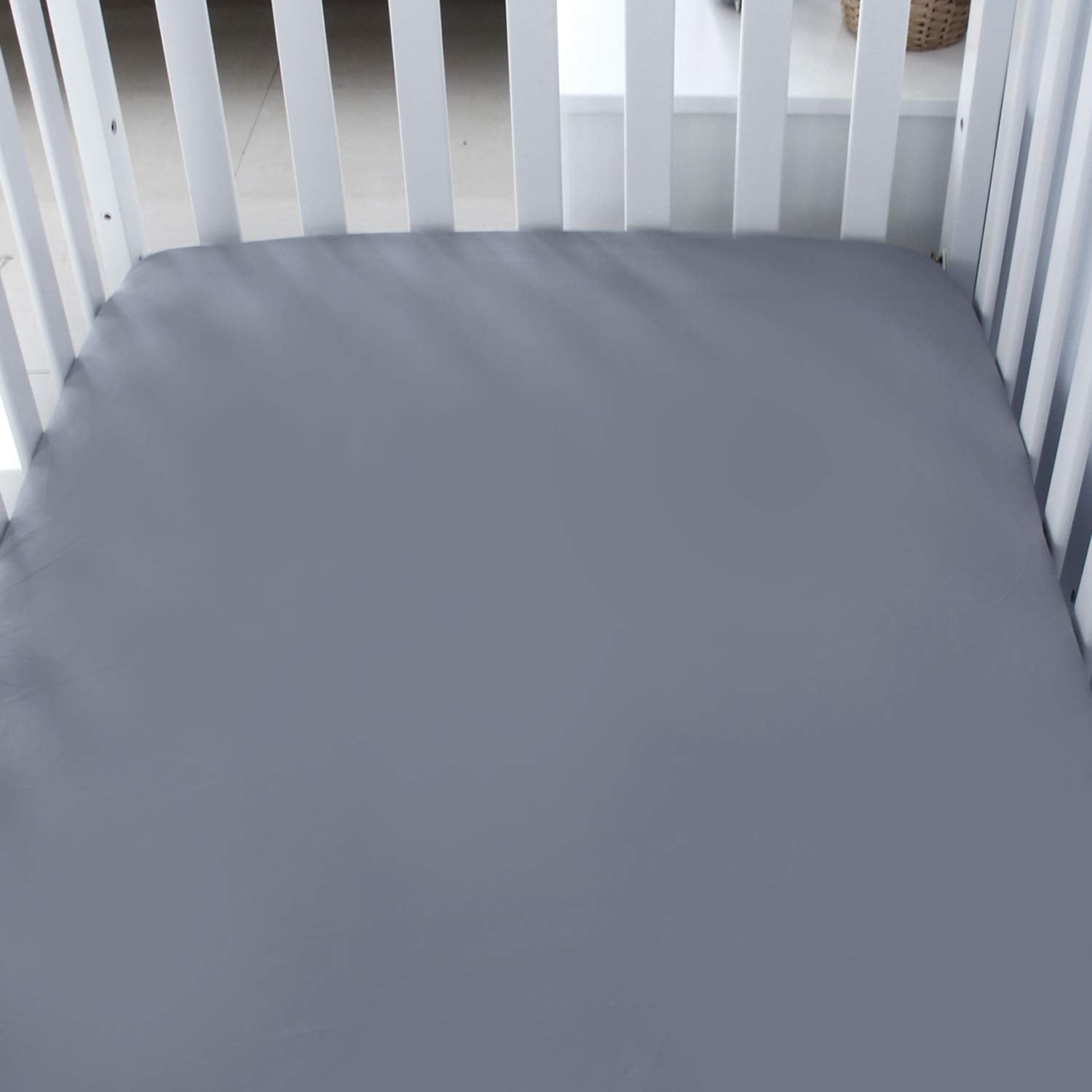 Crib Sheets Fitted for Boys, 2 Pack Crib Sheet Fits for Standard Crib Mattress, Neutral Toddler Bed Sheets Girl, Grey