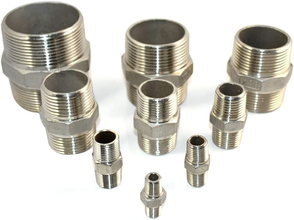 2" x 2" NPT Male Threaded Hex Nipple,Stainless Steel 304 Quick Coupler Pipe Fitting