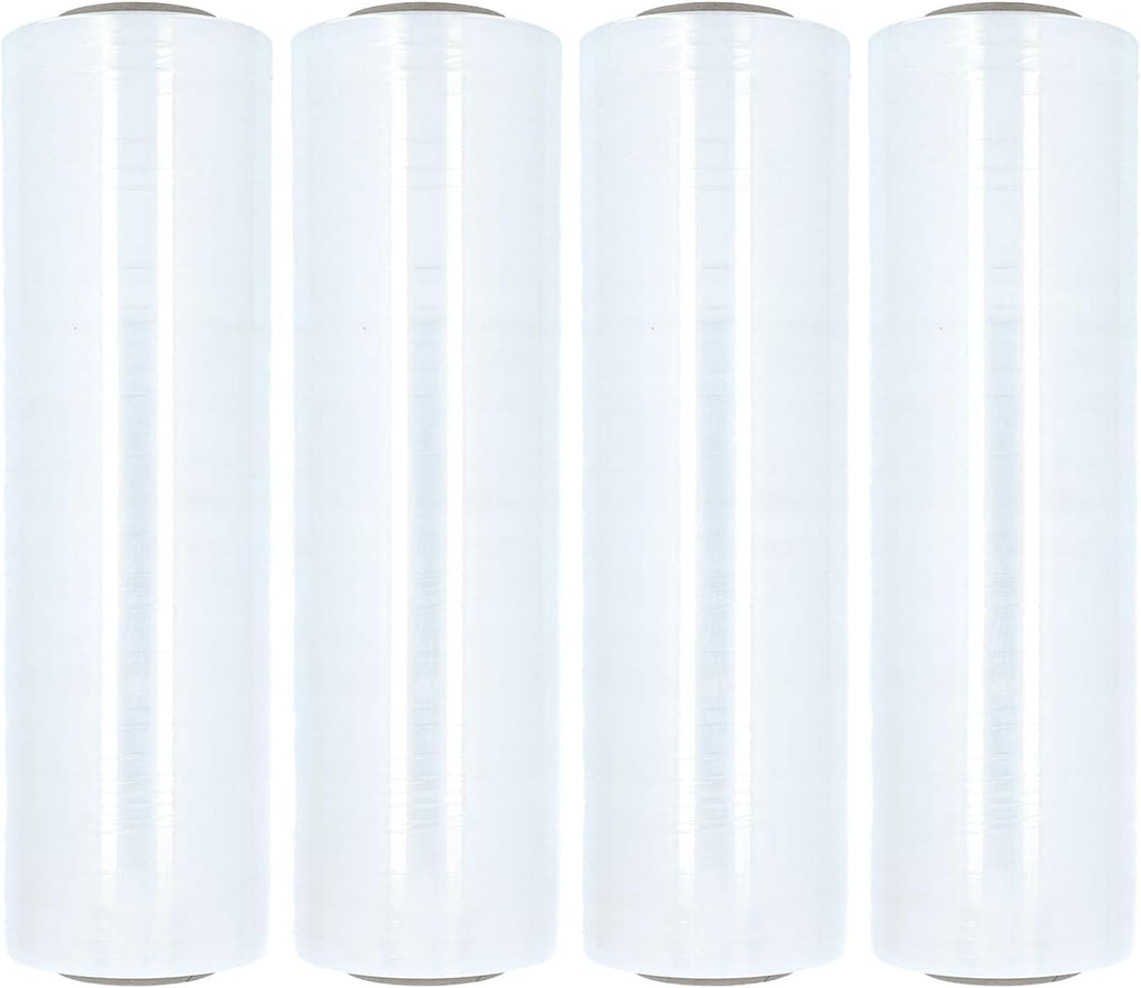 PSBM Cast Hand Plastic Stretch Wrap/Shrink Film 18" x 2000 Ft 60 GA 4 Rolls | Heavy Duty up to 800% Ultimate Stretch