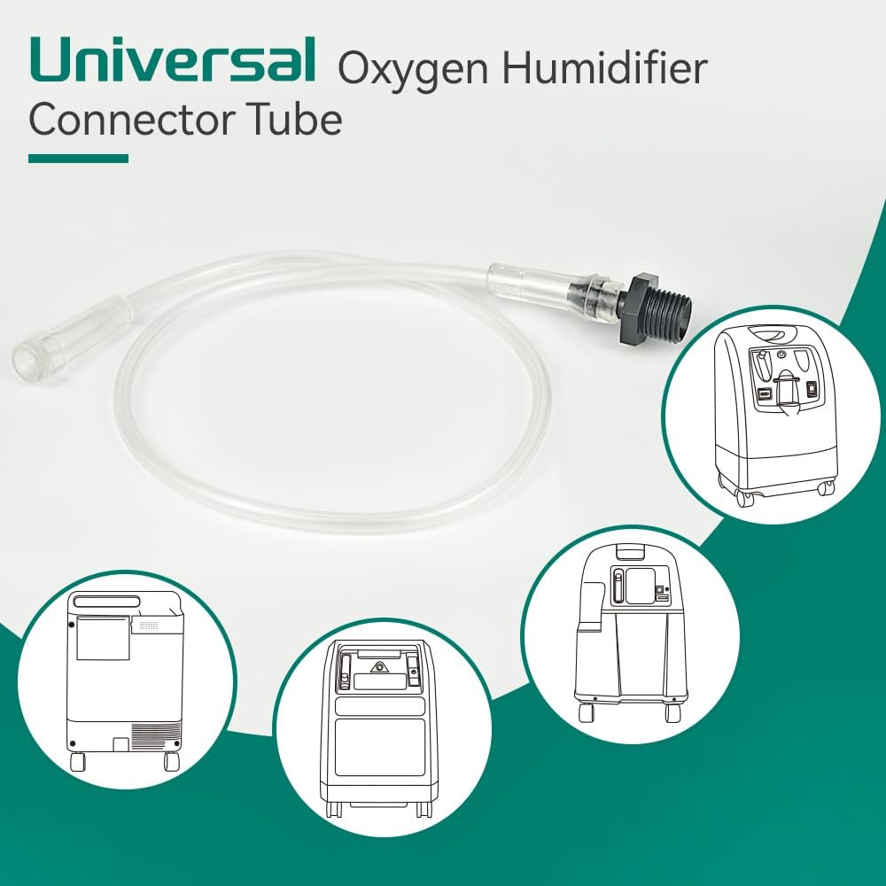 Humidifier Connector Adapter Tube for Oxygen Concentrator and Bubble Humidifier Bottles, Pack of 5 Tubes & 5