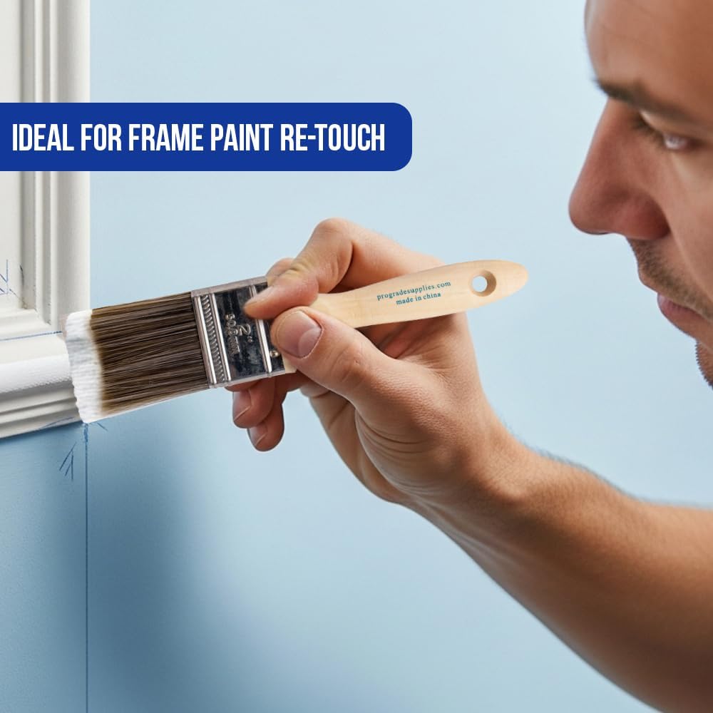 Paint Brushes, 5-Piece Paint Brush Set, Flat & Angle Brushes for Walls, Trim, Cabinets, Interior & Exterior Latex and