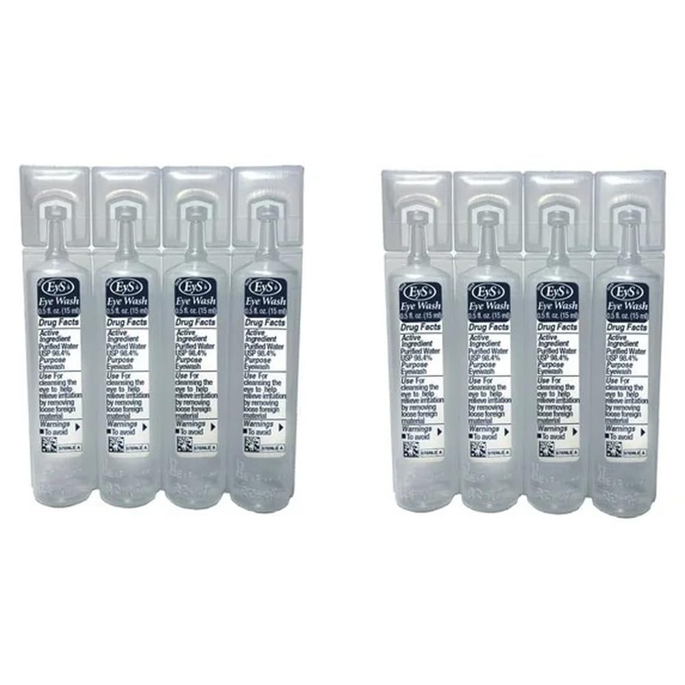 Eyes Plus Single-Use Eye Wash for Eyes, Sterile Buffered Solution, 0.5 Fl Oz per Vial, Pack of 8