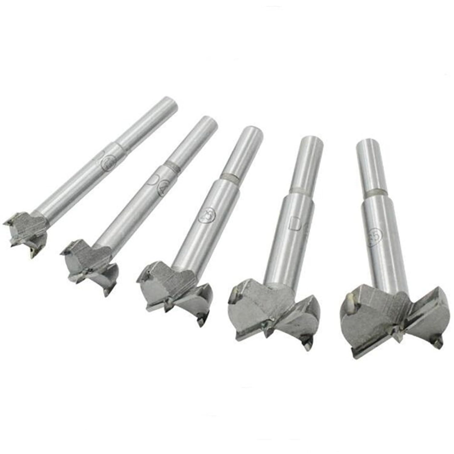 Forstner Drill Bit Set,5pcs 15-35mm High Strength Steel Flat Bit Drill Set Woodworking Hole Saw Wood Cutter Tool