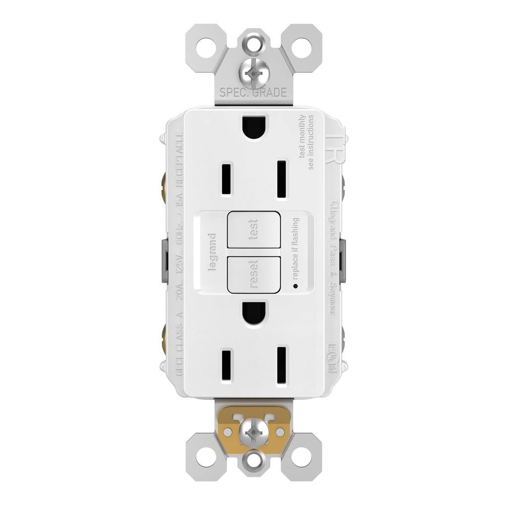 Legrand radiant 15 Amp Tamper Resistant GFCI Duplex Outlet White 1 Pack