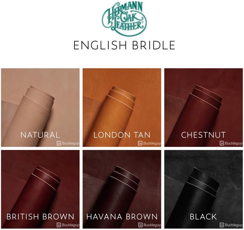 Hermann Oak English Bridle Leather Strap, Chestnut, 55" to 60" Long, 8-10oz