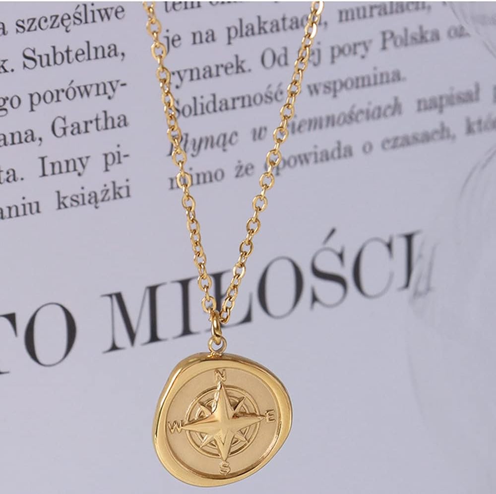 Jewelers Stainless Steel Compass Style Charm Wedding Promise Statement Collar Necklace