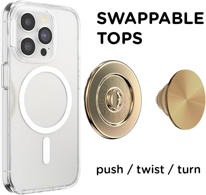 Phone Grip for MagSafe, Magnetic Holder, Phone Stand, Metal - Alum Radial Gold
