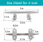 ZOMCHAIN 4/5/6 Inch Boat Cleat - Open Base 316 Stainless Steel Dock Cleat,Marine Cleat Rope Cleat, Mooring Accessories with Screws for Boats,Kayak, Marine, Deck, Nautical Decor(2,4,6 Pack)
