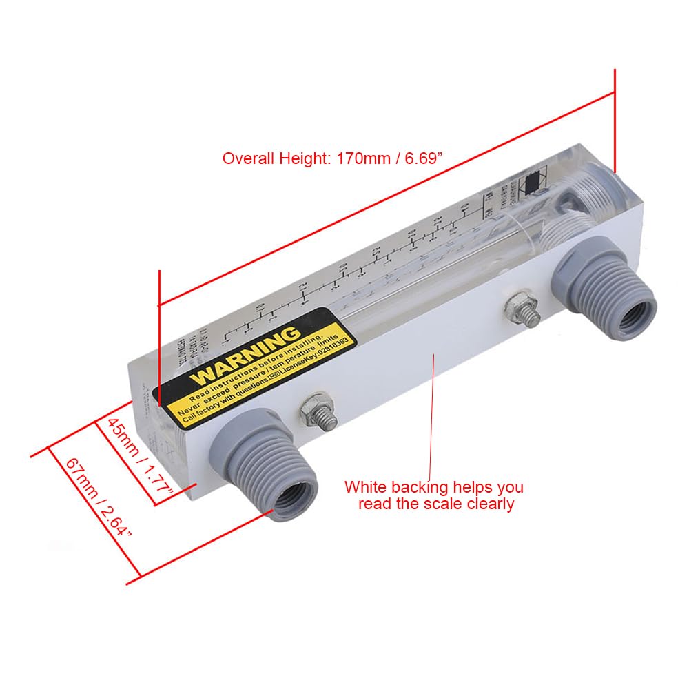 CNBTR Panel-Mount Water Rotameter, Flow Range: 0.2 to 1GPM Liquid Flowmeter