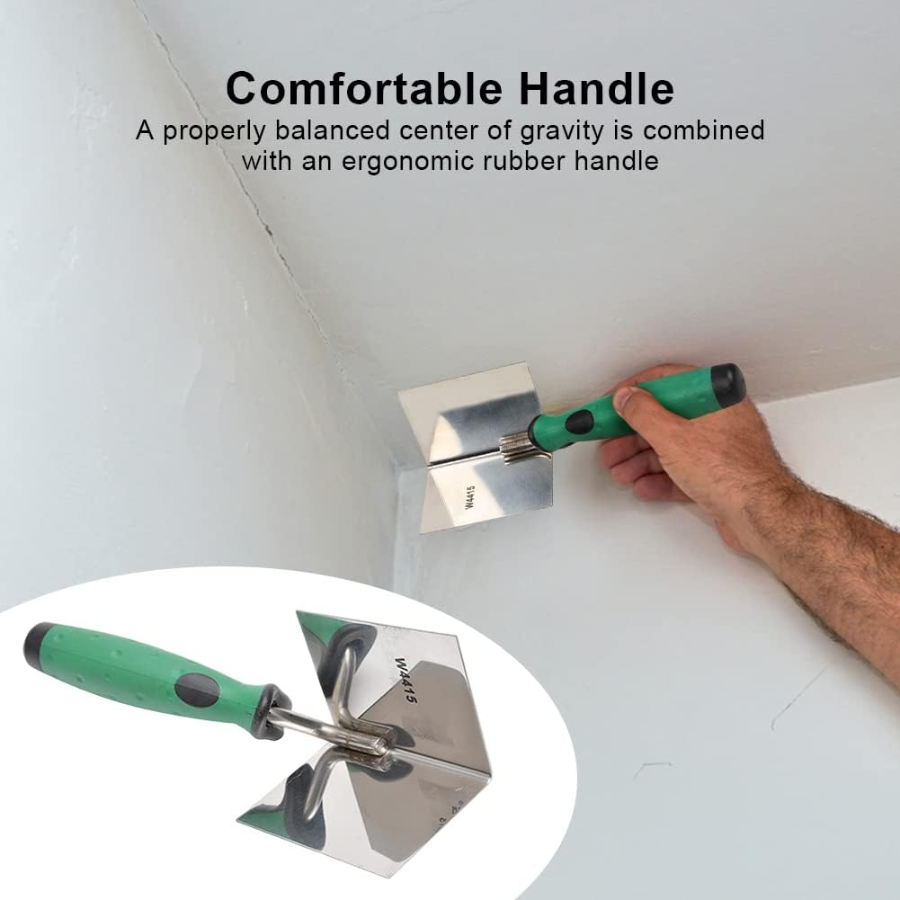 Drywall Corner Tool,Stainless Steel Drywall Corner Trowel Lining Plastering | Inside Corner Knif e with Soft Grip Handle