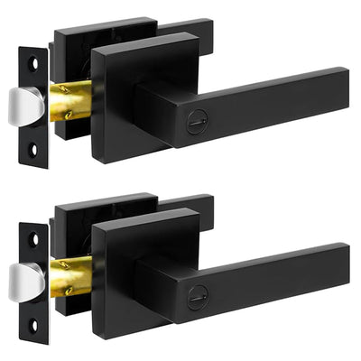 Matte Black Privacy Door Levers, 2 Pack Interior Reversible Locks