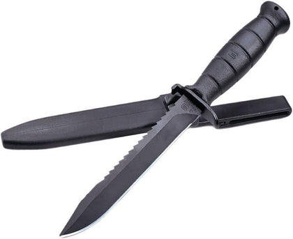 FM 81 Field Knife 6.5" Fixed Blade, Carbon Steel Sawback Clip Point, Black Polymer Handle w/Sheath - KB17281