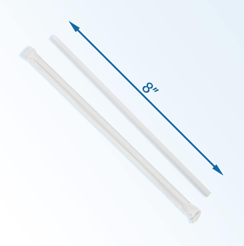 White Plastic Straws Individually Wrapped 1000 Pack - 8 inch Drinking Straw, BPA Free - Restaurant Style Disposable
